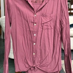 About A Girl Maroon Long Sleeve Button Down
